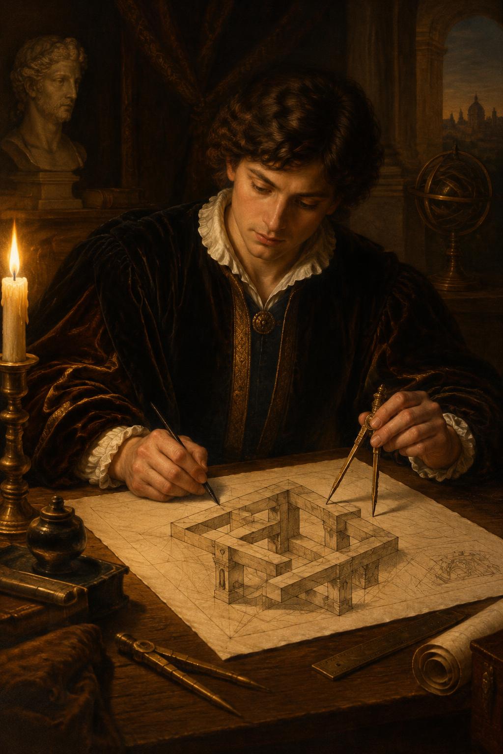 Renaissance-inspired studio portrait artwork
